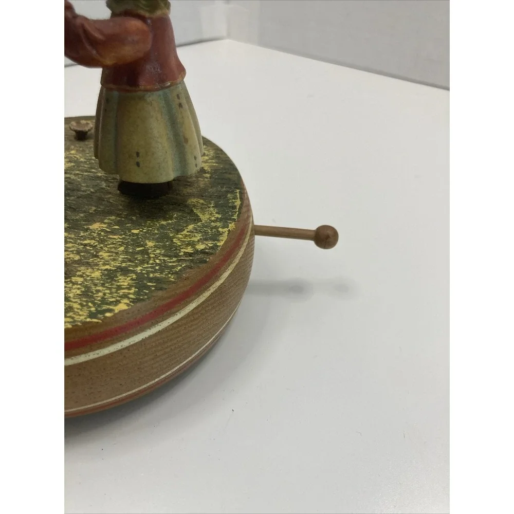 Rare ANRI Reuge Vtg Swiss Music Box Boy & Girl Happy Birthday Mushrooms Working!